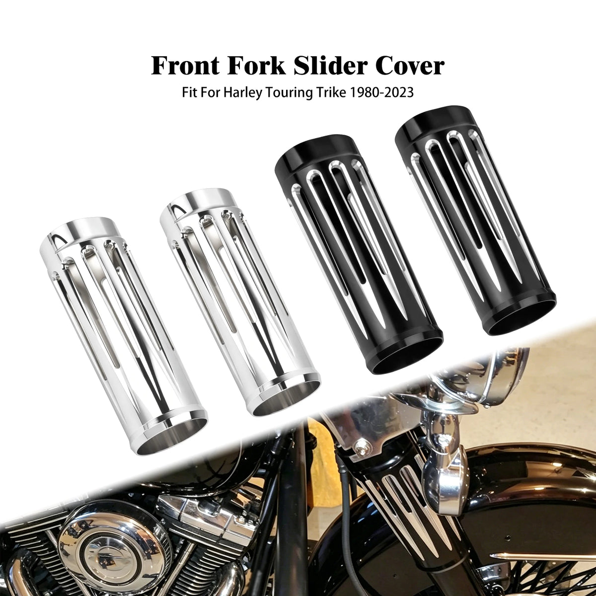 Soufflets de fourche chromés pour Harley-Davidson Touring - vue 1