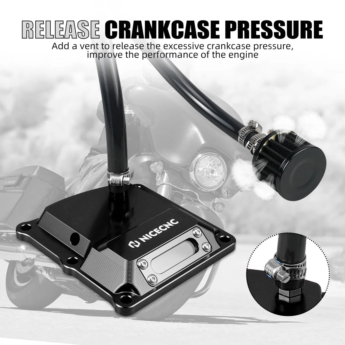 Kit reniflard et couvercle de boîte pour Harley Touring et Softail M8 - vue 4