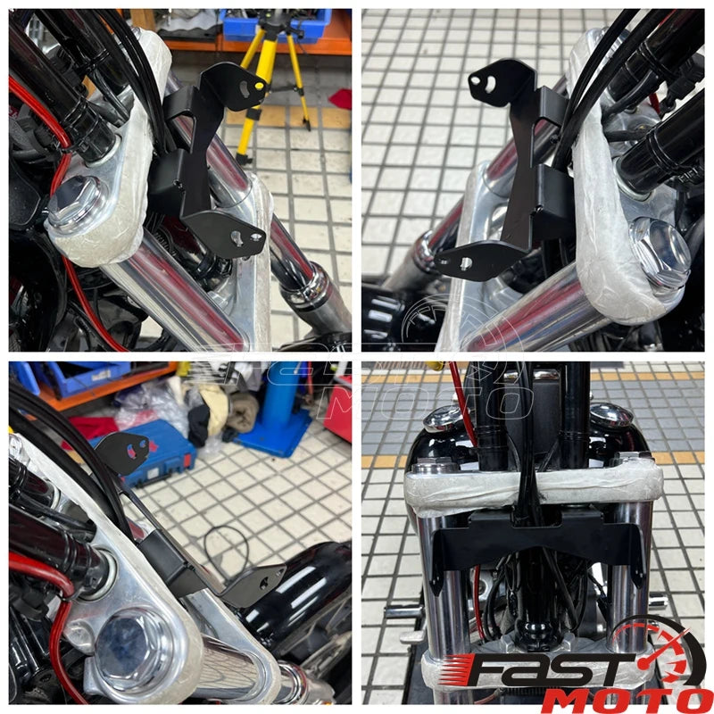 Support noir en acier pour phare additionnel de moto Harley-Davidson - vue 6