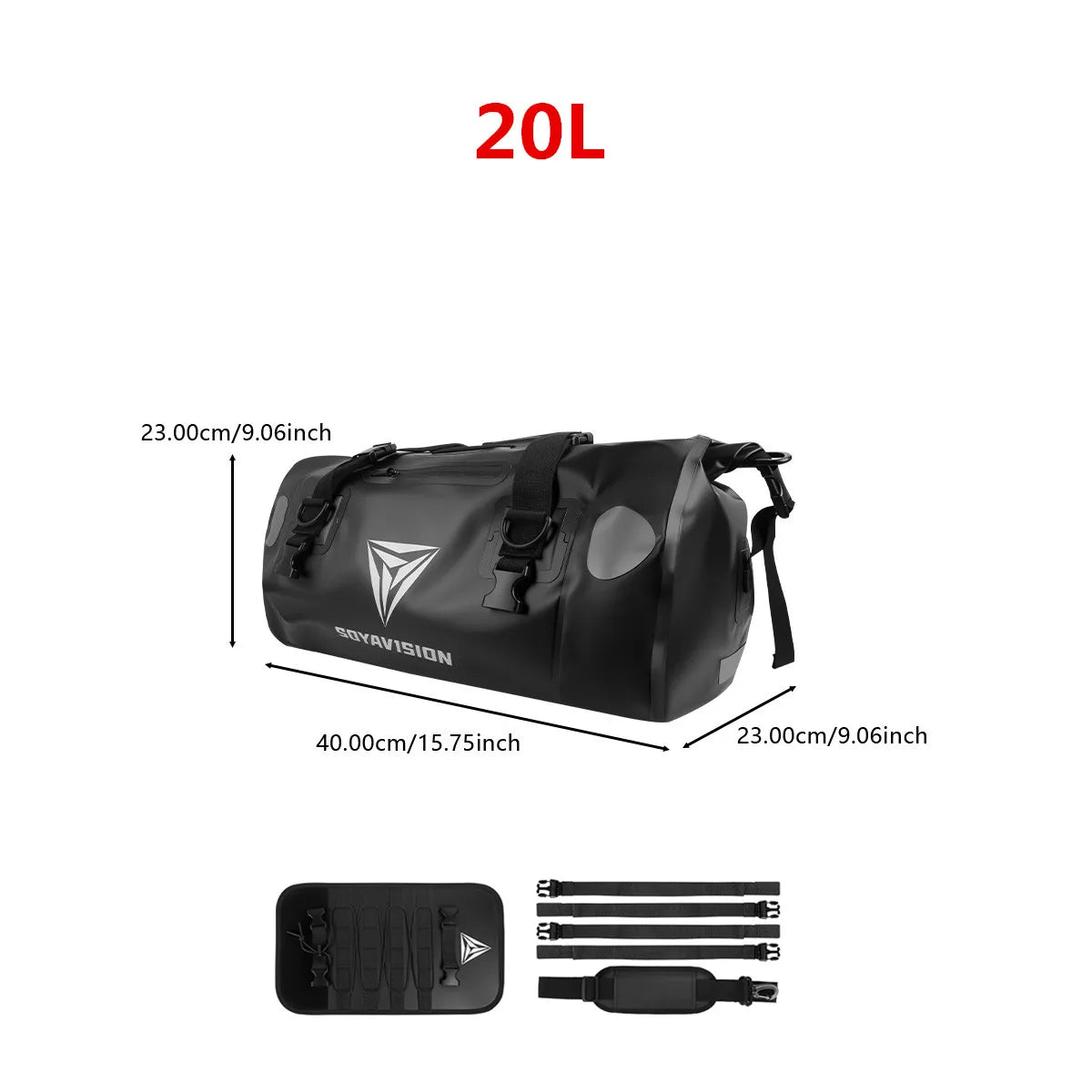 Sac de selle arrière noir étanche pour moto - vue 16