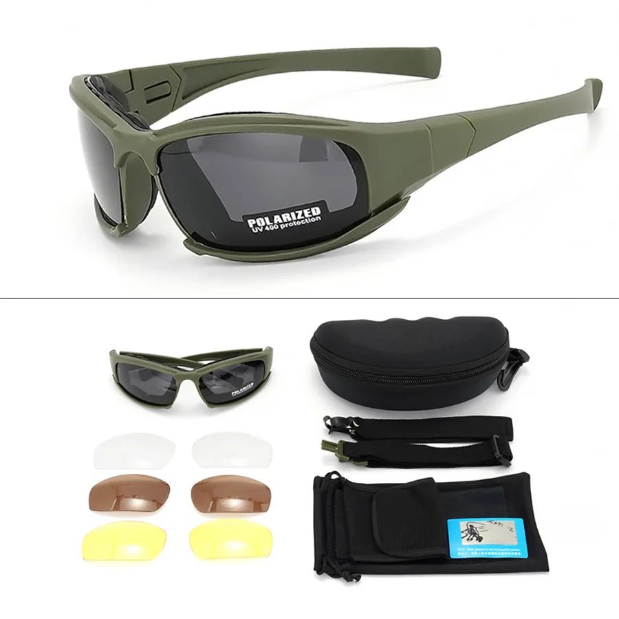Lunettes Tactiques Polarisées 4 Verres Sport Plein Air - vue 8