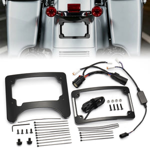 Support de plaque d'immatriculation avec feu stop LED intégré pour Harley-Davidson Street Glide, Road Glide 2014-2023 – photo 1/7