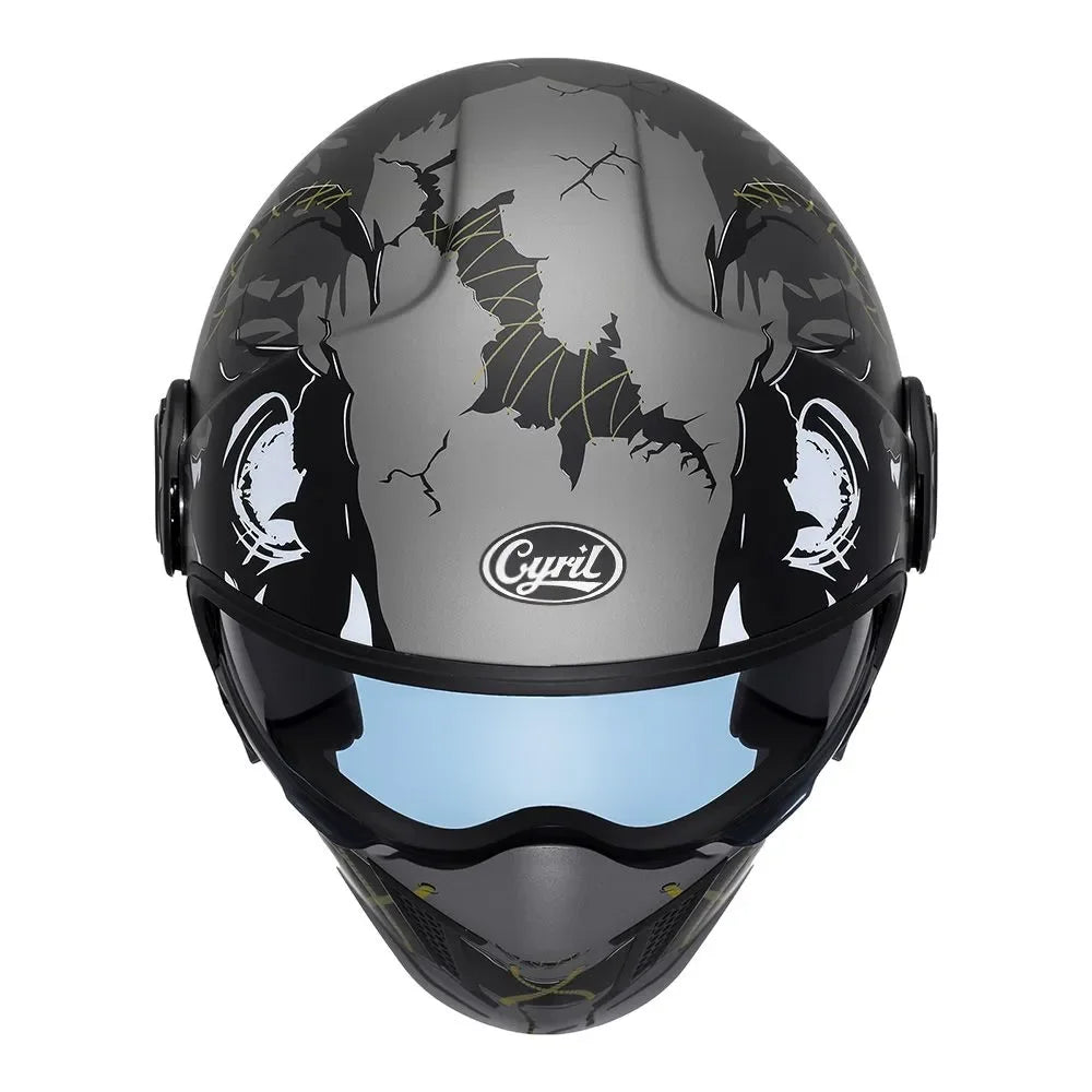 Casque moto modulable rétro double écran, vue de trois quarts - vue 4