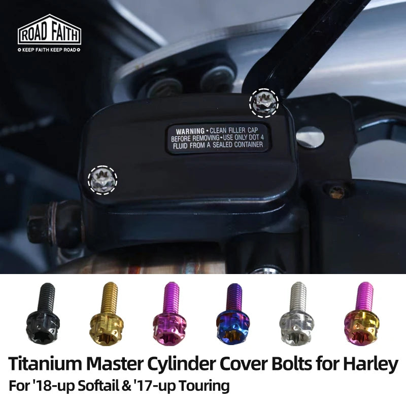 Boulons de Cache Maître-Cylindre en Titane - Harley-Davidson Touring 2017+ et Softail 2018+ – photo 1/18