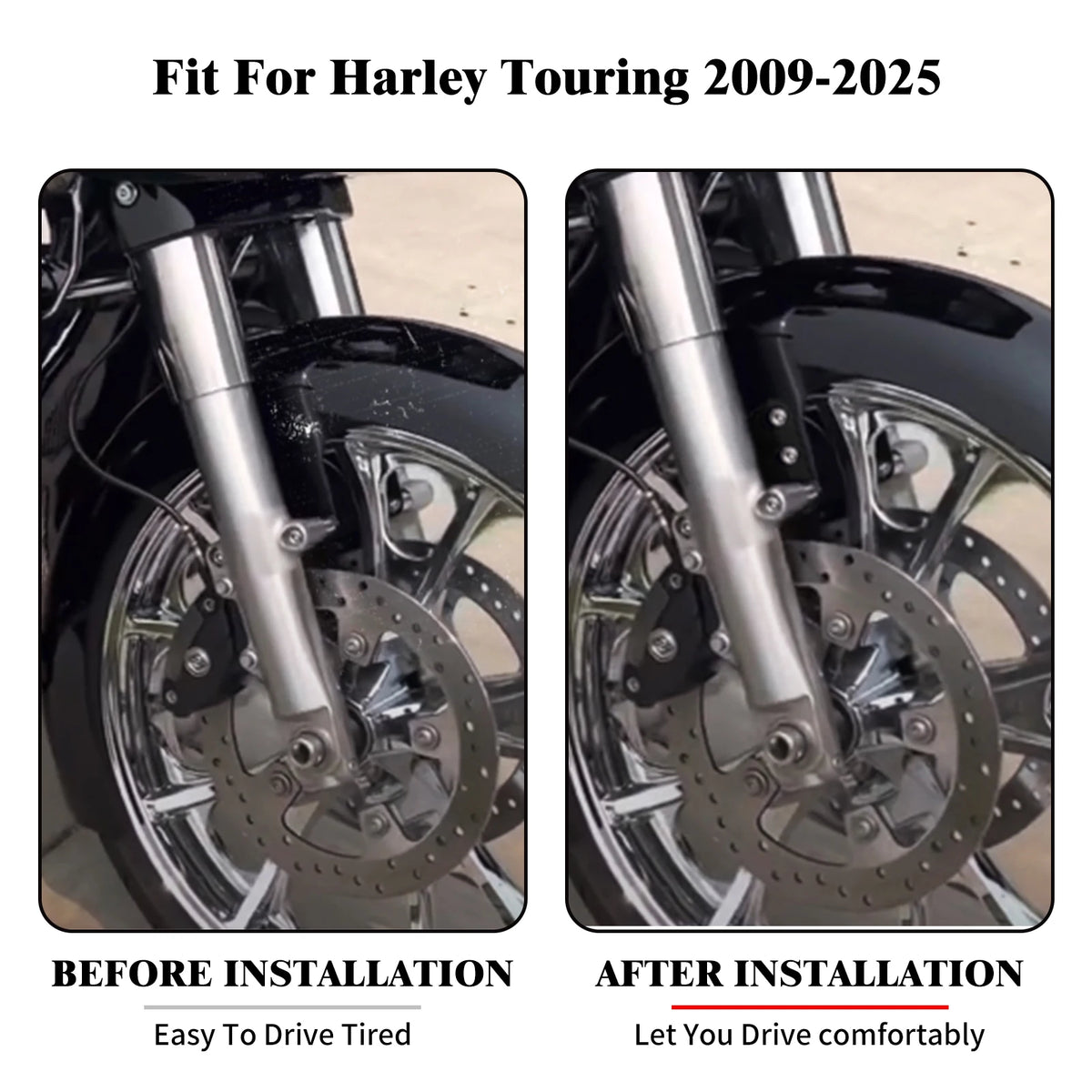 Support de rehausse de garde-boue avant noir pour Harley-Davidson Touring - vue 3