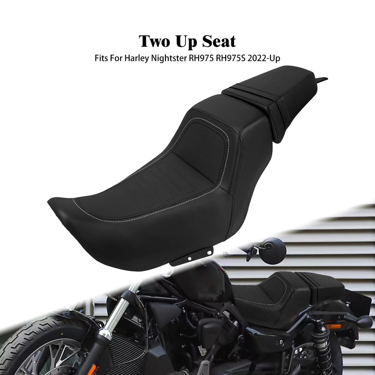 Selle duo noire en cuir PU pour Harley-Davidson Nightster - vue 1