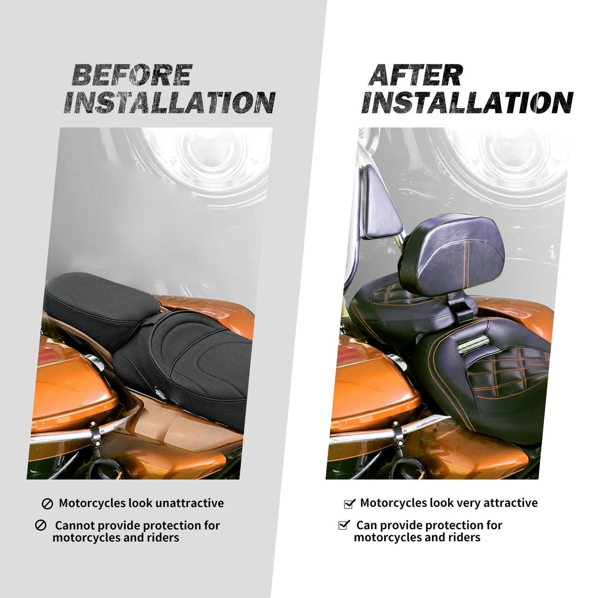 Selle Two-Up Conducteur/Passager avec Dossier Avant - Harley-Davidson Touring 2009 et plus – photo 4/9