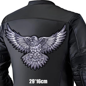 Écusson brodé motif tête de mort motard sur fond noir - vue de face - vue 20