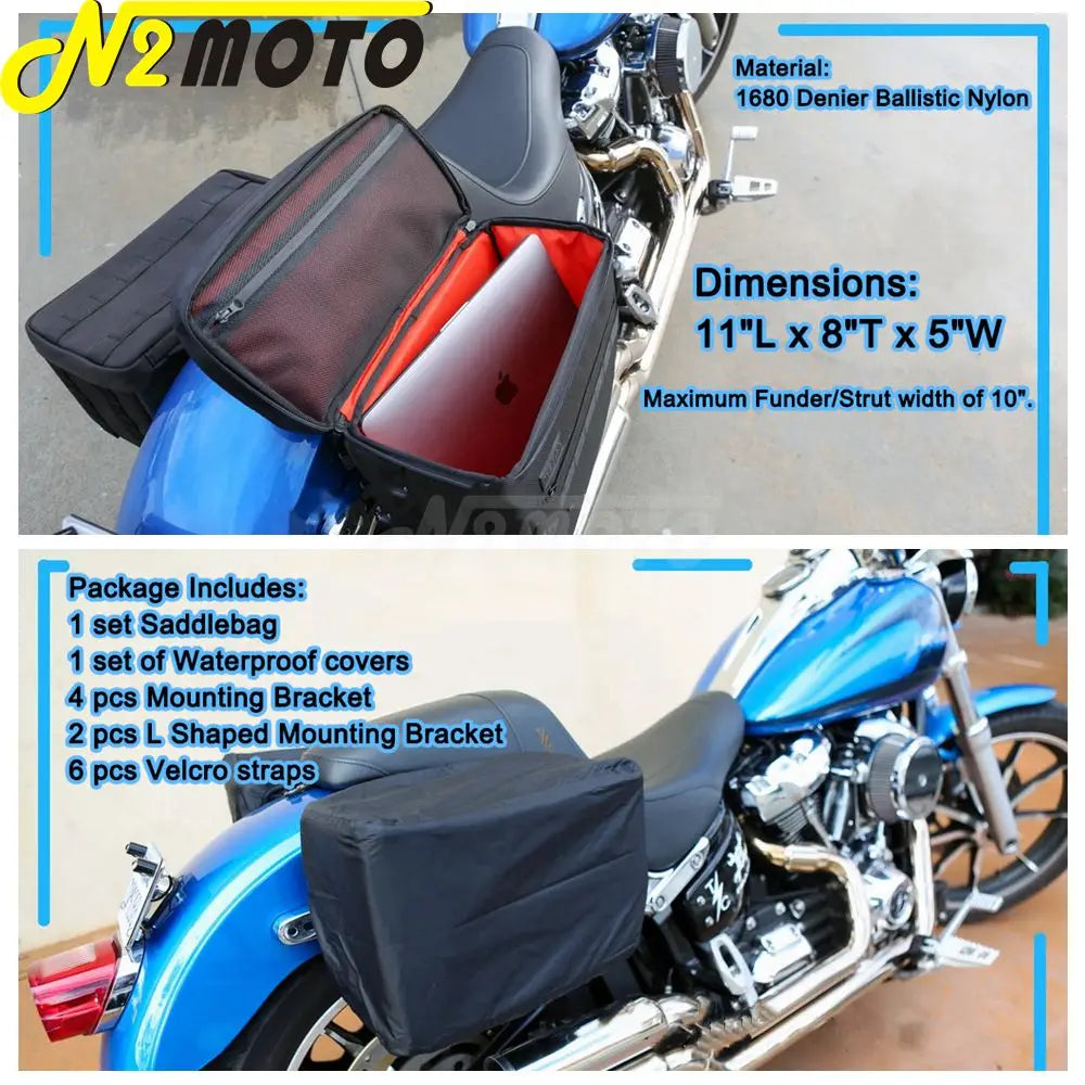 Sacoche latérale noire pour Harley-Davidson Dyna - vue 4