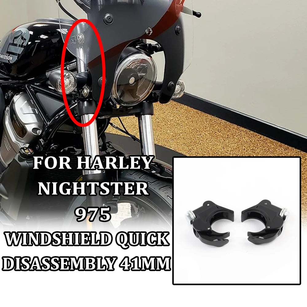 Pinces de Pare-Brise à Déverrouillage Rapide 41mm - Harley-Davidson Nightster 975 – photo 1/8