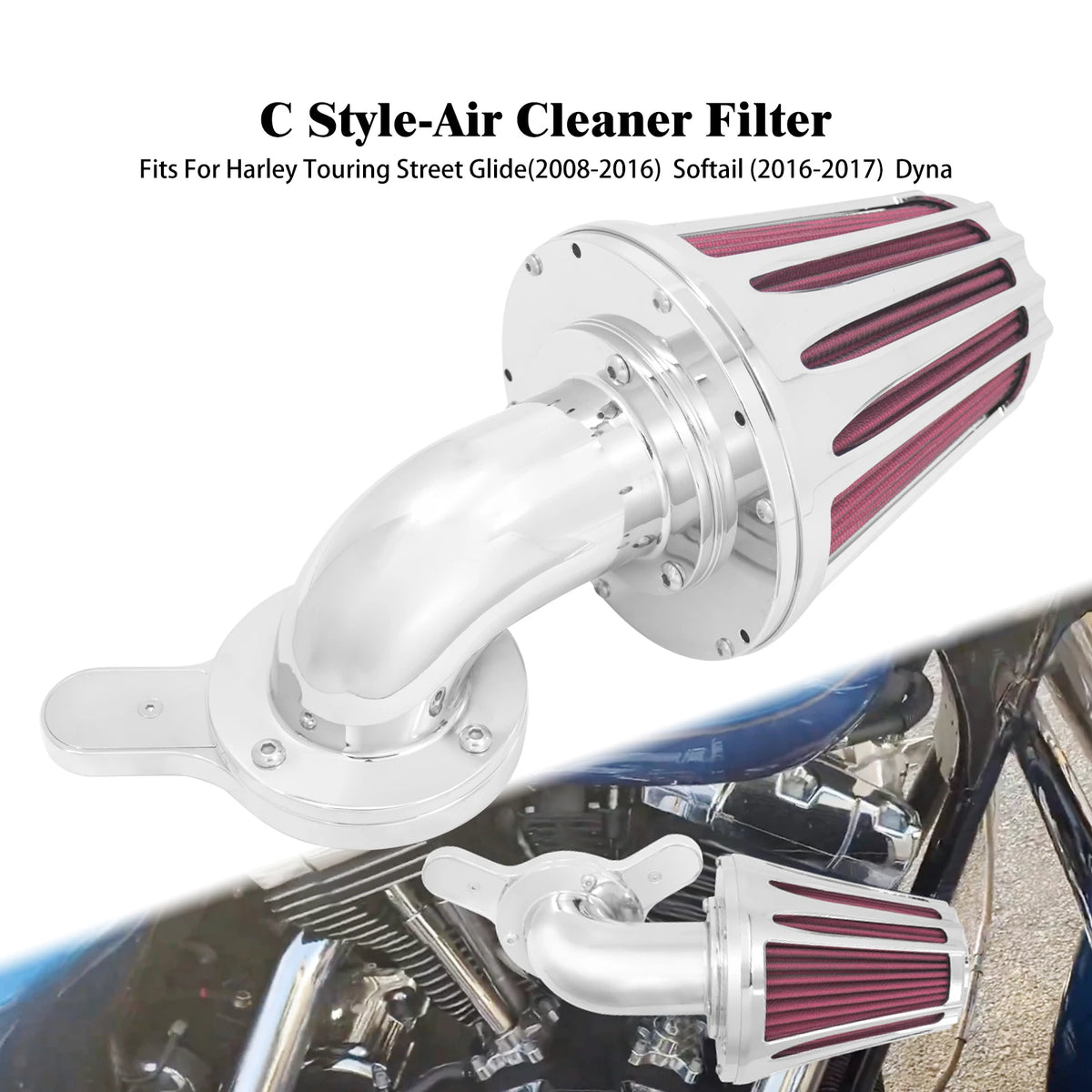 Filtre à air CNC chromé pour Harley-Davidson - vue 10