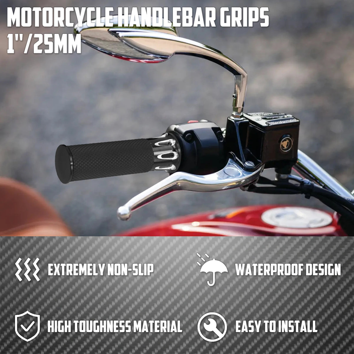 Poignées de guidon CNC 1'' (25mm) - Harley Sportster XL883, XL1200, Touring, Dyna, Softail Custom – photo 4/8