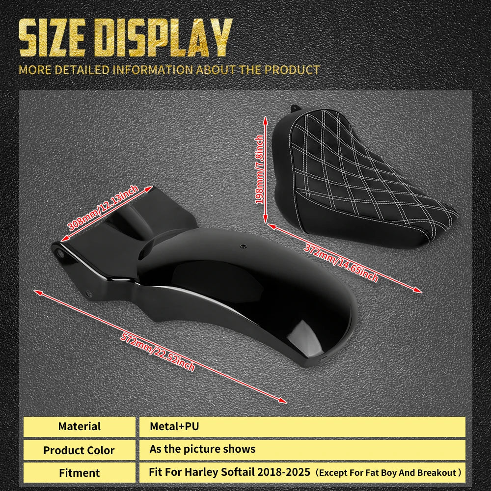 Selle Solo Conducteur avec Garde-Boue et Feu LED Intégré - Harley-Davidson Softail 2018-2025 – photo 6/10