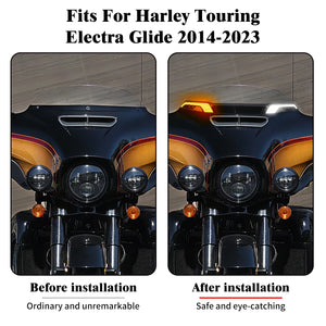 Baguette LED blanche fixée le long du pare-brise d'une Harley-Davidson Touring - vue 3
