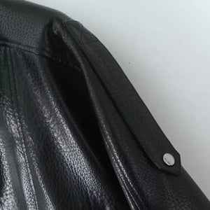 Veste oversize en simili cuir noir pour femme - vue de face - vue 4