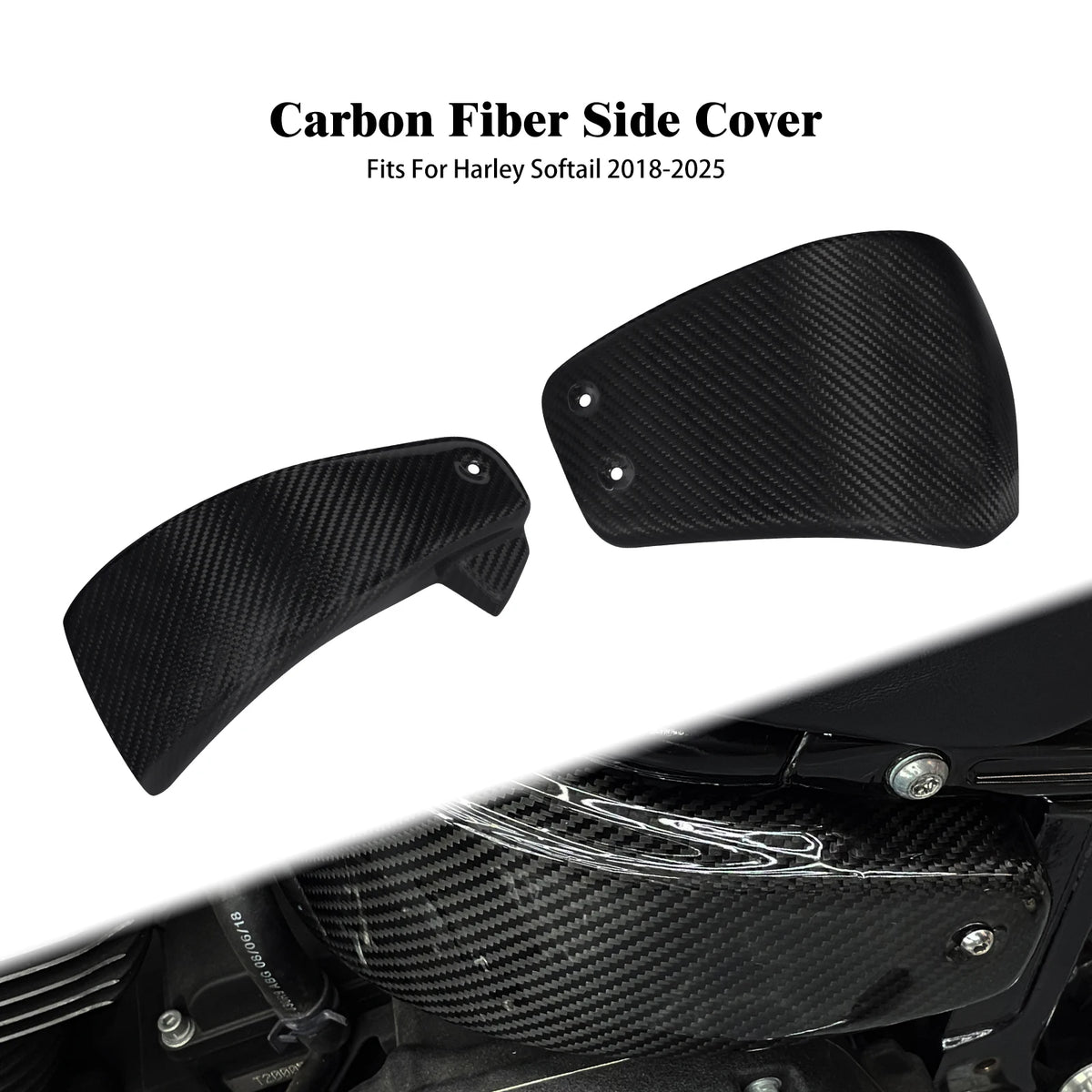 Caches Latéraux de Batterie en Carbone (Carbon Fiber) - Harley-Davidson Softail 2018-2025 – photo 1/6