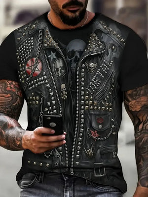 T-shirt Homme Moto Vintage Humour Imprimé 3D Streetwear - vue 15