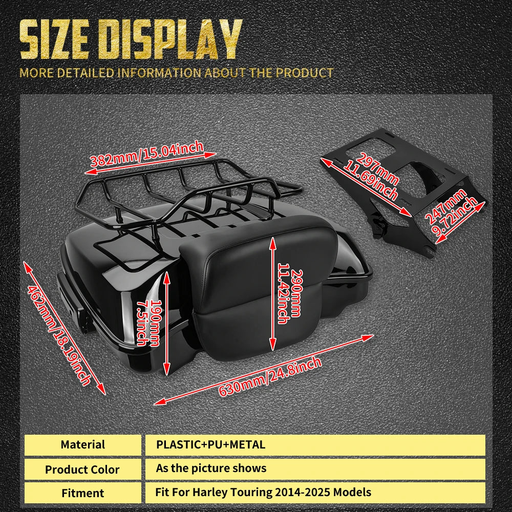 Kit Top Case Razor 7,5\" avec Dossier, Support et Fixation Rapide - Harley-Davidson Touring 2014-2025 – photo 5/12