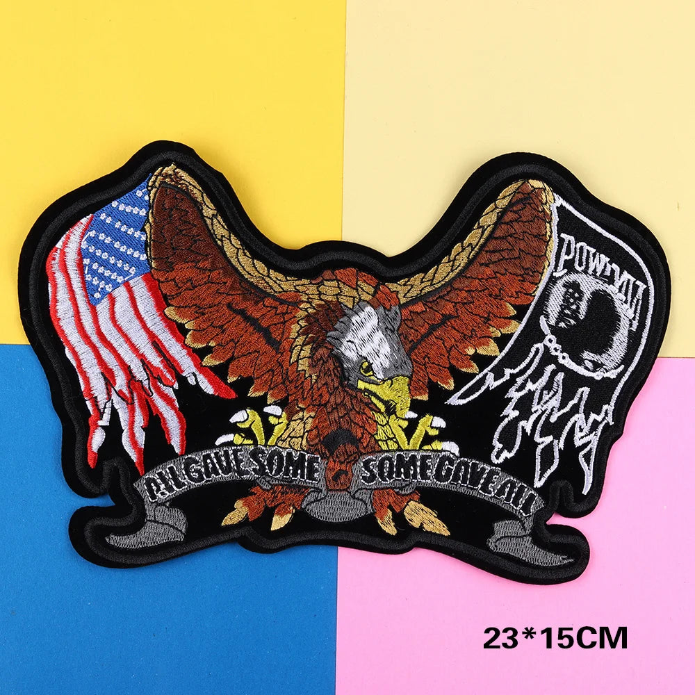 Grand écusson brodé aigle doré drapeau USA pour blouson moto - vue 5