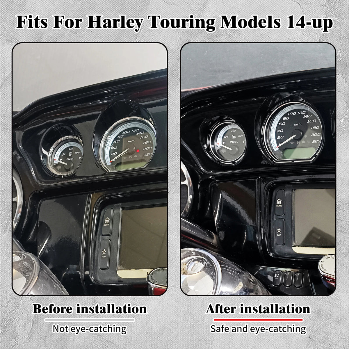 Kit de contours de compteur (instrument board bezel) - Harley Touring Street Glide Ultra Limited 2014-2023 – photo 3/7