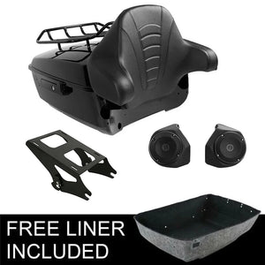 Malle top case noire avec dossier passager montée sur une Harley-Davidson Touring - vue 10
