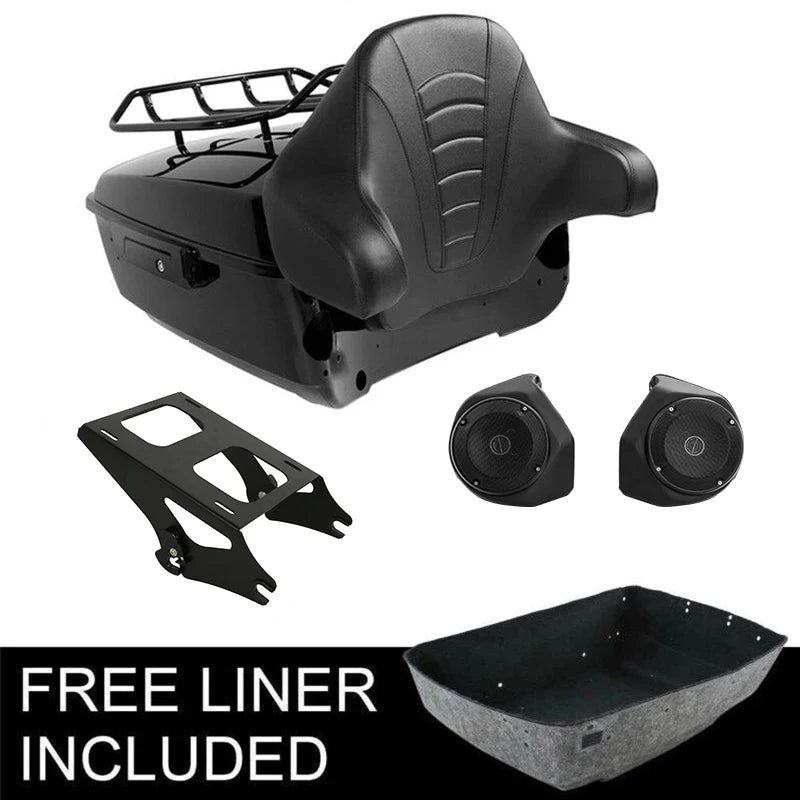 Malle top case noire avec dossier passager montée sur une Harley-Davidson Touring - vue 10