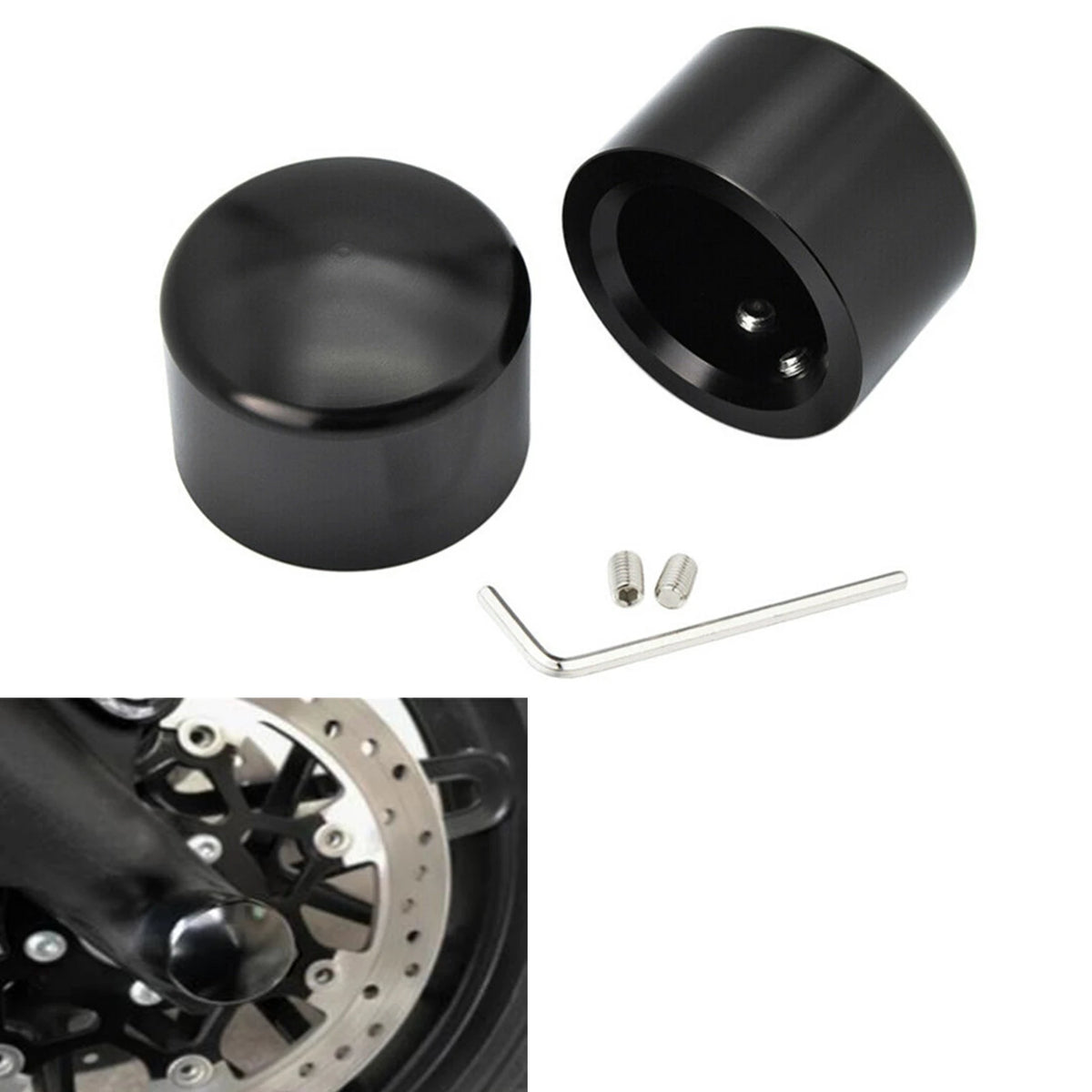 Caches d'écrou d'axe avant 43 mm pour Harley Sportster Dyna Softail - vue 2