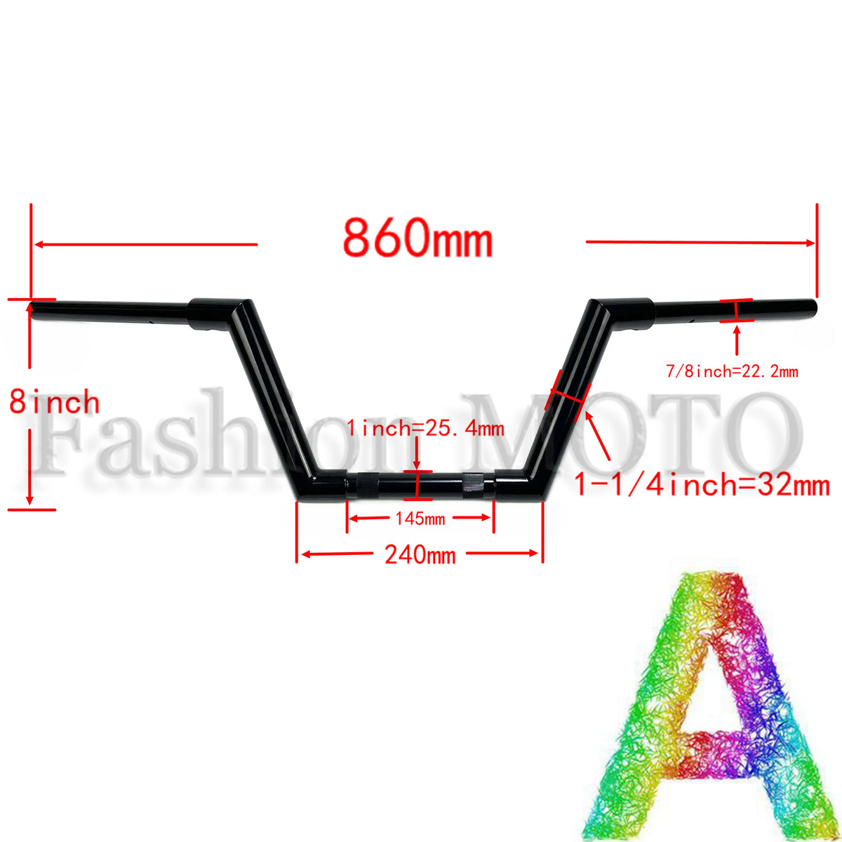 Guidon 1-1/4 noir pour Harley Sportster S - vue 2