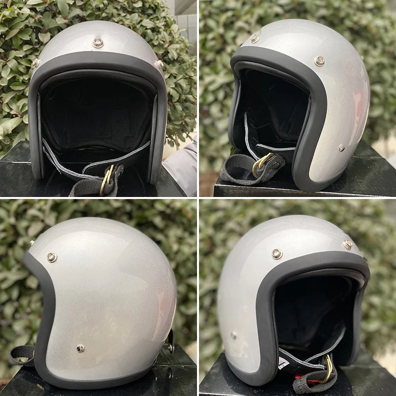 Casque moto rétro compact noir style japonais - vue de trois quarts - vue 3