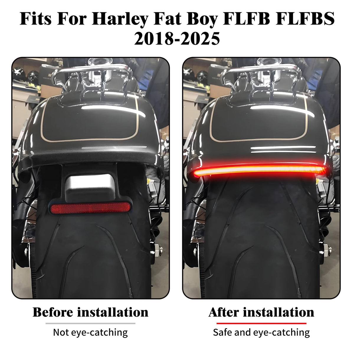 Feu LED de garde-boue arrière clignotant/stop pour Harley Softail Fat Boy FLFB/FLFBS 2018-2025 - vue 2