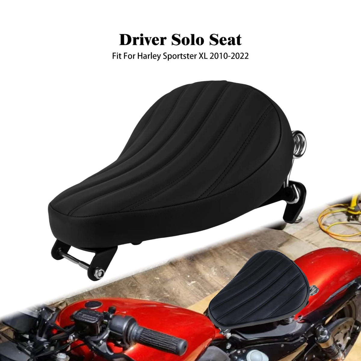 Selle solo noire sur ressorts pour Harley-Davidson Sportster - vue 8