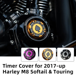 Cache de Distributeur (Timer Cover) Design Pique Noire pour Harley M8 Softail et Touring – photo 1/9