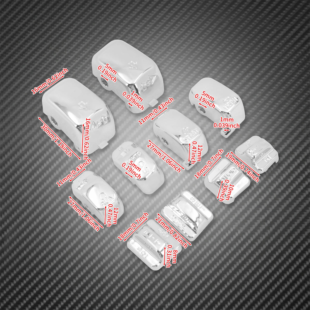Caches de boutons de commodos chromés, lot de 10 - Harley Touring Electra Street Road Glide 1996-2013 – photo 6/7