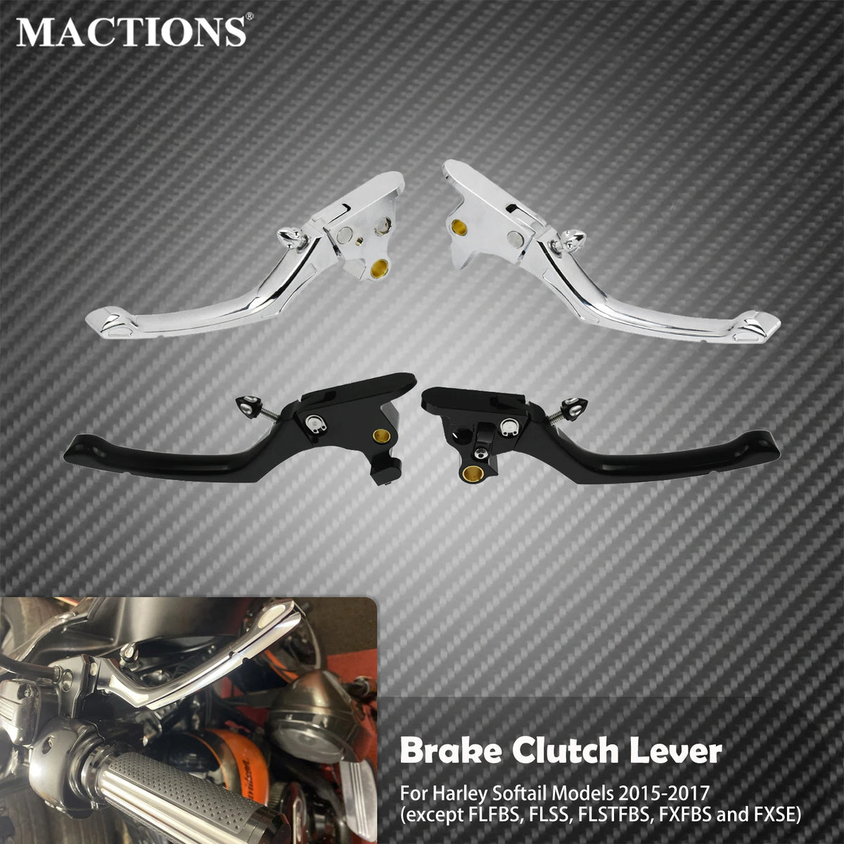 Levier de frein/embrayage réglable CNC - Harley Softail Heritage, Breakout, Street Bob FXLR, Deluxe FLSB 2015-2017 – photo 1/7