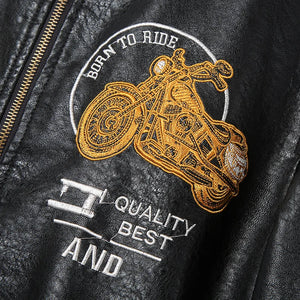 Blouson Moto Homme Simili Cuir Doublé, Automne/Hiver Rétro - vue 3