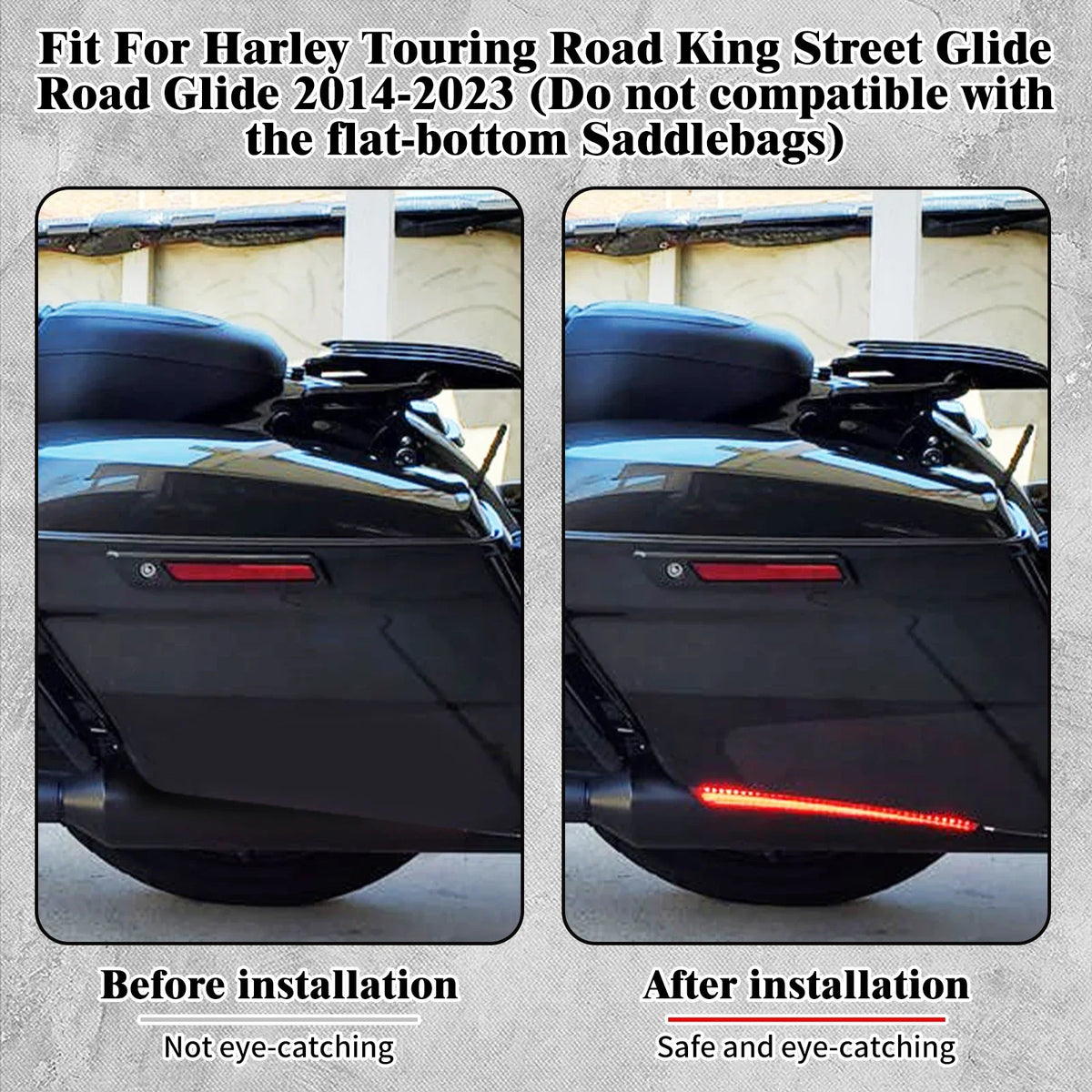 Feux LED Extension de Sacoche (Position/Stop/Clignotant) - Harley-Davidson Touring Electra Glide, Street Glide, FLHR 2014 et plus – photo 2/8