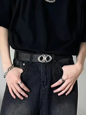 Ceinture unisexe boucle ovale métallique motif croix - vue 5