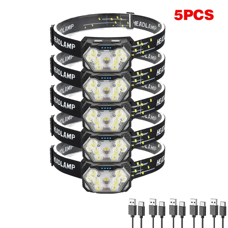 Lampe frontale LED 9 diodes, rechargeable USB, détecteur de mouvement – photo 15/15