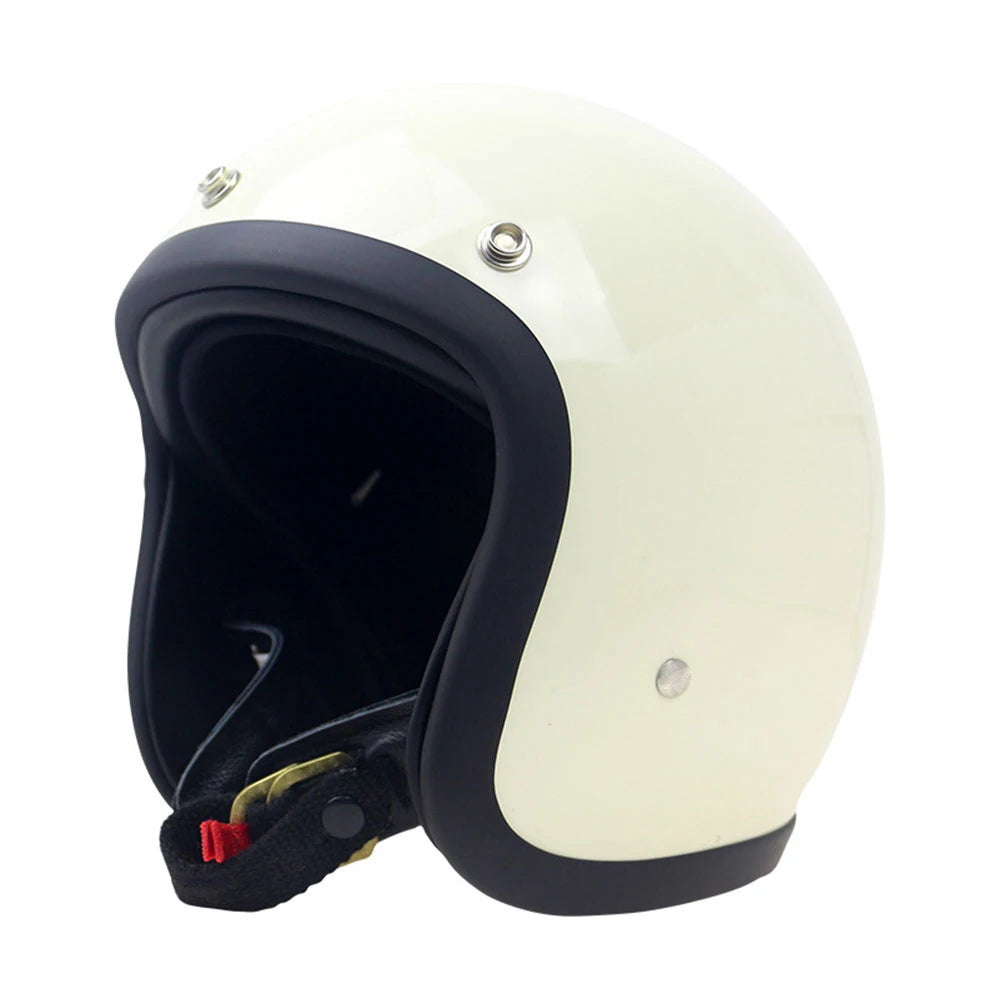Casque moto jet rétro noir doublure cuir - vue de profil - vue 9