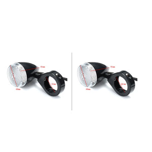 Clignotant LED ambre fixé par collier sur un tube de fourche de moto - vue 2