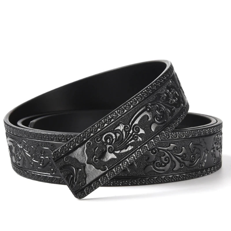 Ceinture en cuir noir à boucle automatique - vue 5