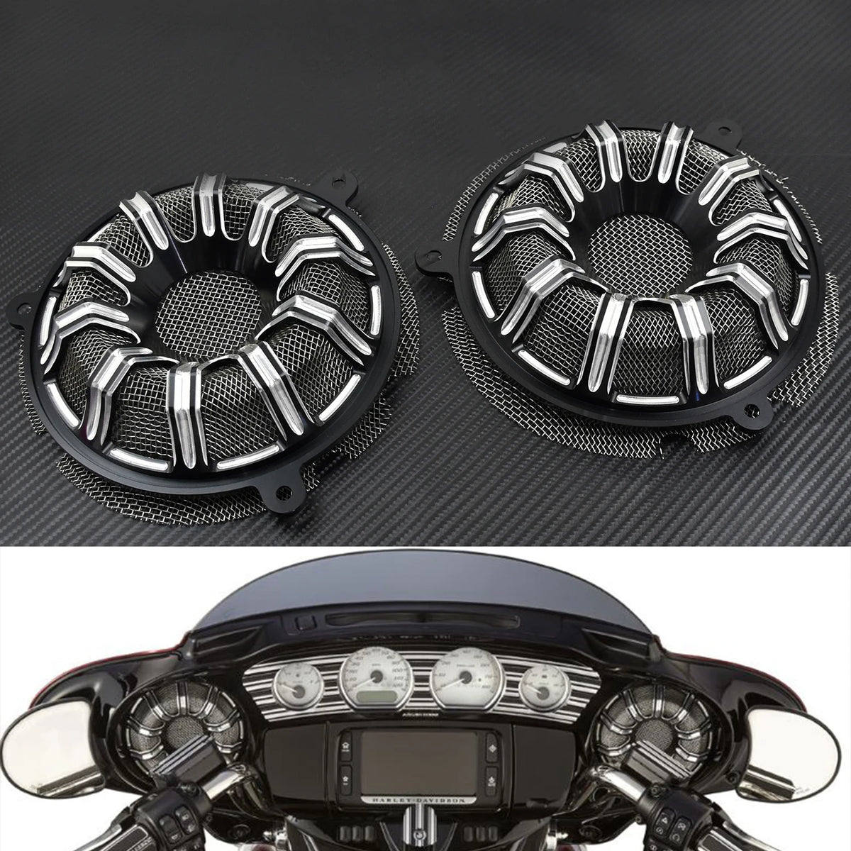 Grilles de haut-parleurs avant 6'' en aluminium (lot de 2) - Harley Touring Electra Glide, Street Glide, Tri Glide 2014-2023 – photo 7/12