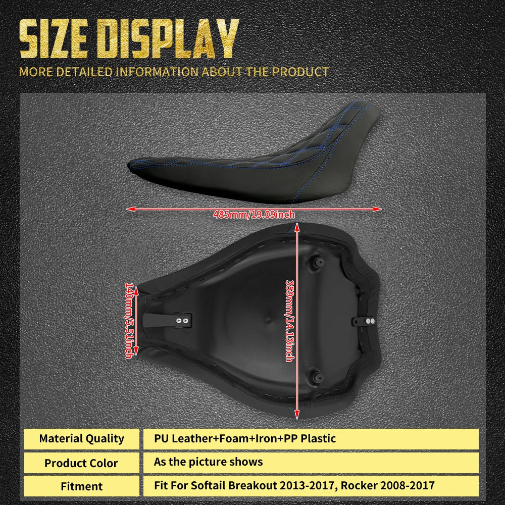 Selle Solo Conducteur Profil Bas (Diamond) - Harley-Davidson Softail Breakout & Rocker 2008-2017 – photo 6/10