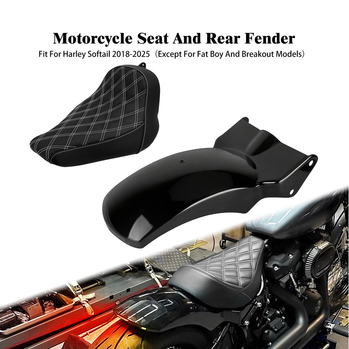 Ensemble garde-boue arrière et selle solo conducteur - Harley-Davidson Softail 2018-2025 – photo 8/10