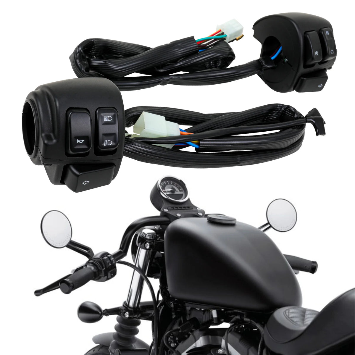 Faisceau de commutateurs de guidon 25 mm pour Harley Sportster, Dyna, V-Rod et Softail 1996-2012 – photo 1/7