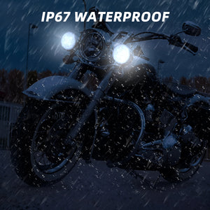 Phares additionnels LED 4,5 pouces pour Harley Softail et Road King - vue 3