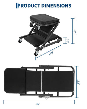 Siège creeper 2-en-1 pliable sur roulettes, capacité 150 kg – photo 5/7