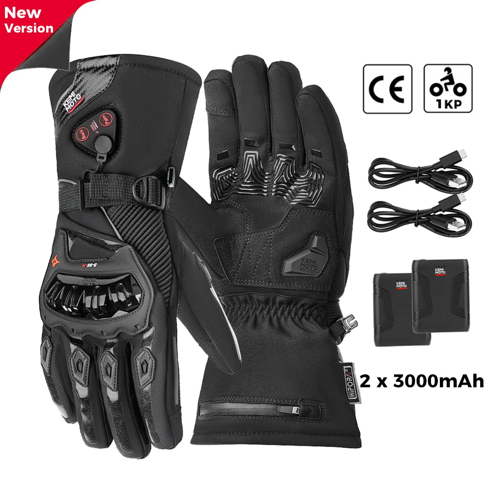 Gants moto chauffants noirs - vue sur main - vue 23
