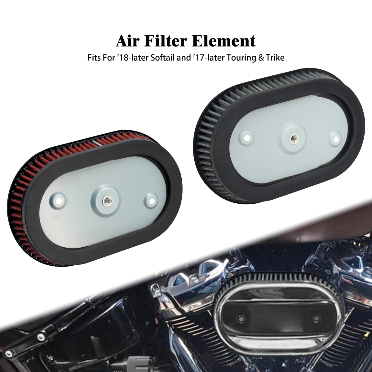 Élément de filtre à air de remplacement pour Harley-Davidson Softail 2018-2024, Touring et Trike 2017-2025 – photo 1/8