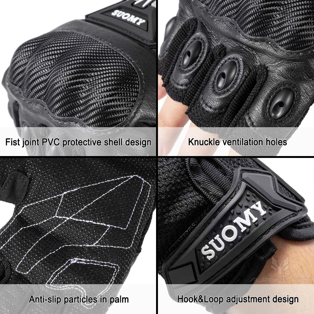 Gants moto mi-doigts noirs - vue de face - vue 6